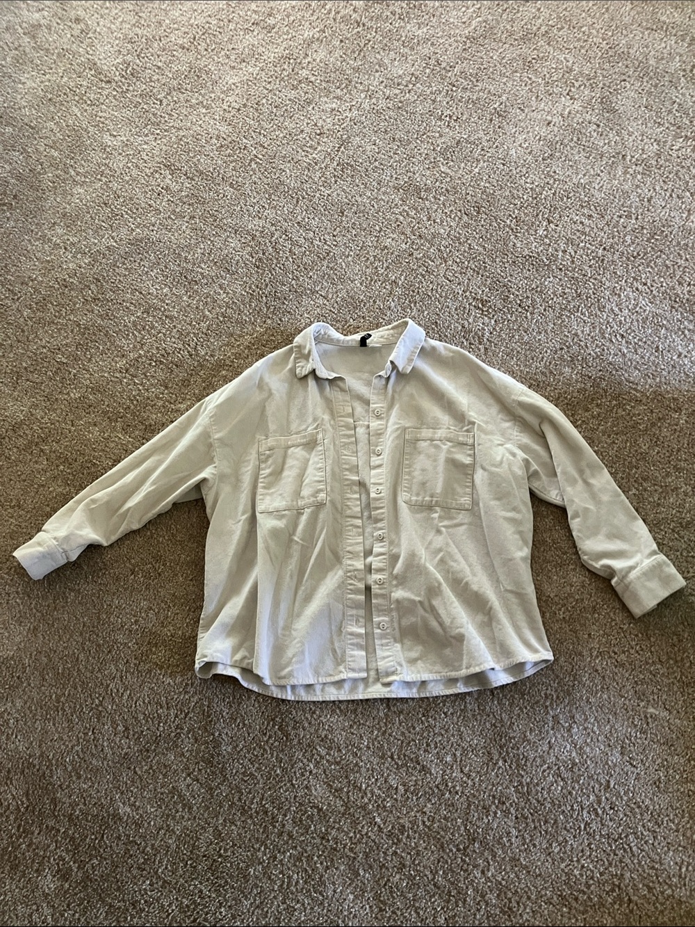 Divided Button-Down Shirt in Off-White Cream